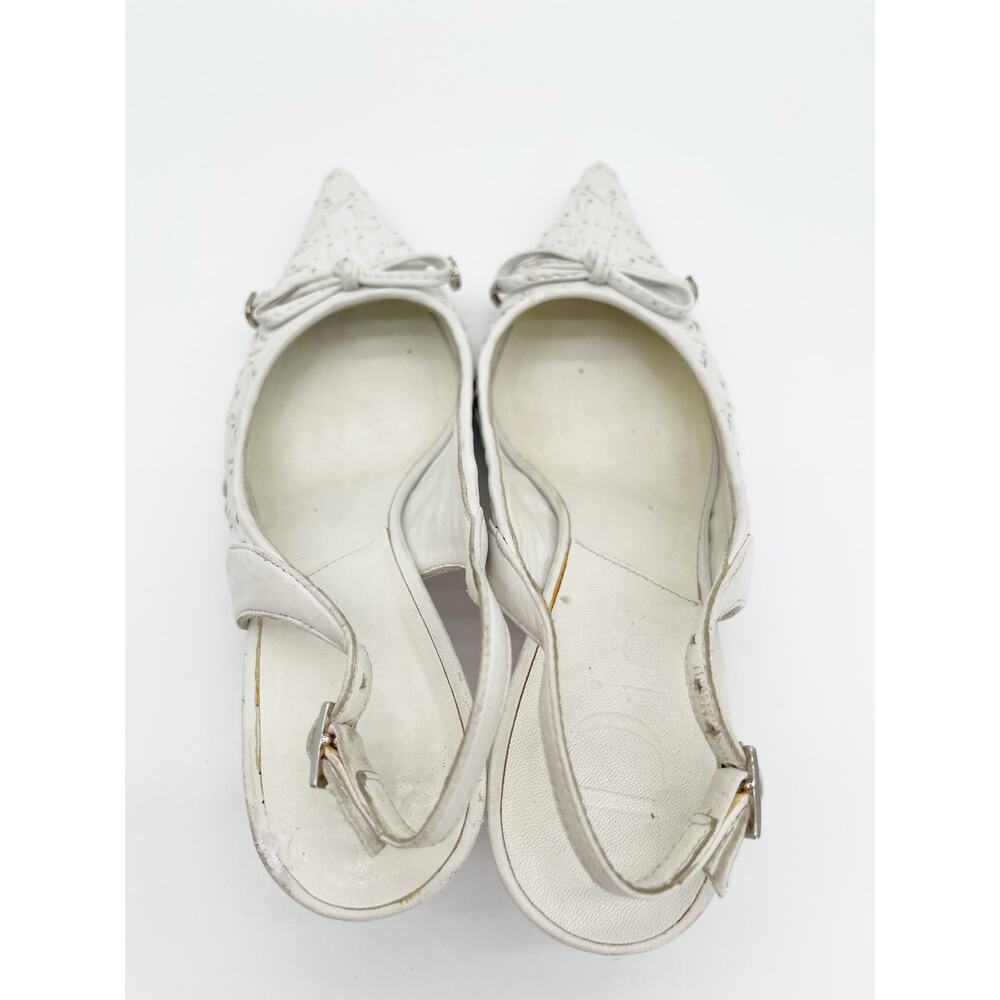 Dior Vintage White Whipstitched Bow CD Charm Pointed Toe Kitten Heels EU 36.5 - Picture 11 of 16